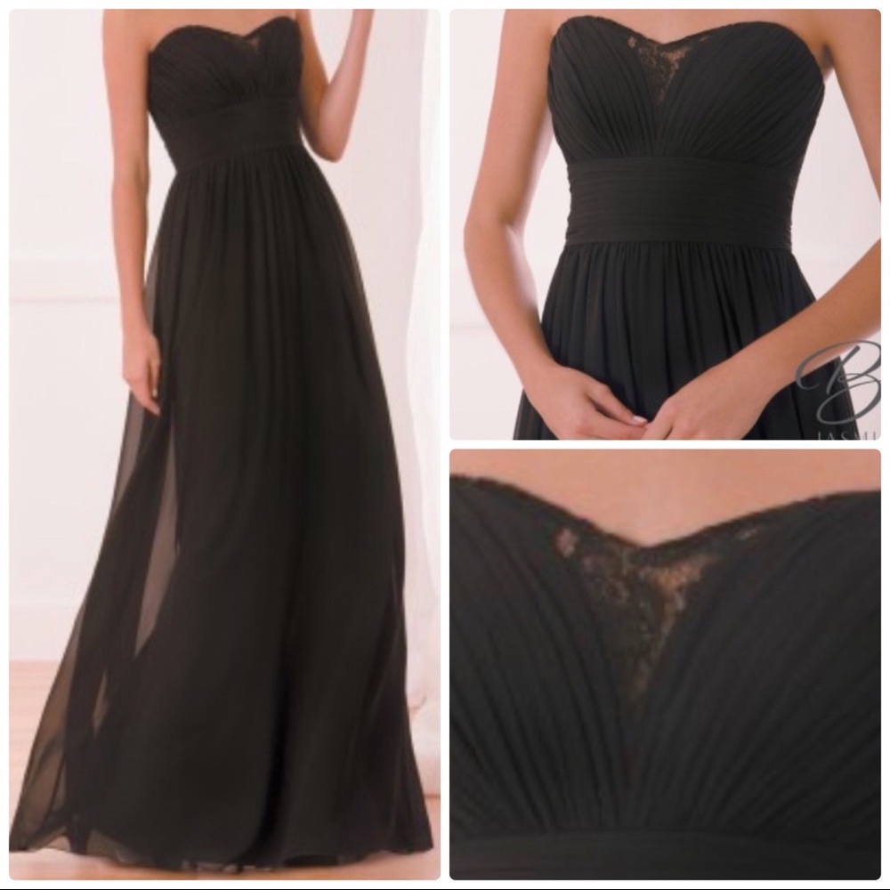 Classic Black Chiffon Floor Length